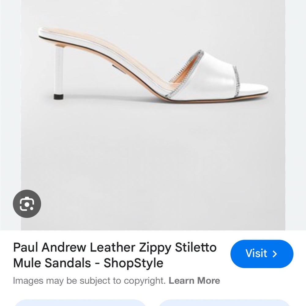 Paul Andrew White Leather Mules with Metallic Heel
